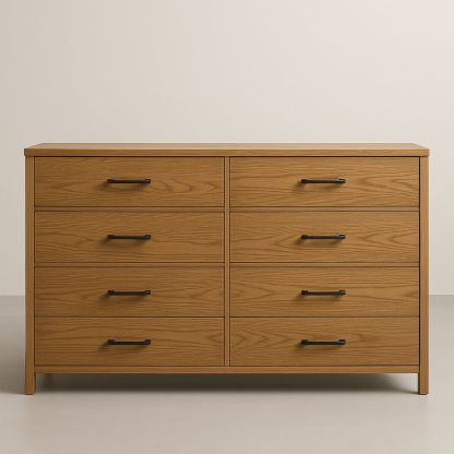 Cassettiera 8 Cassetti Legno di Quercia 140x45x80 cm-Arctilumi