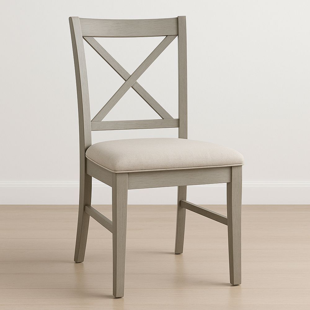 Sedia in legno massello grigio con cuscino in tessuto beige-Arctilumi