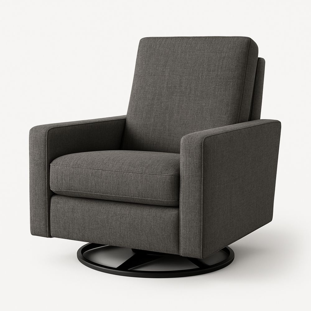 Poltrona girevole in tessuto grigio con base in metallo-Arctilumi