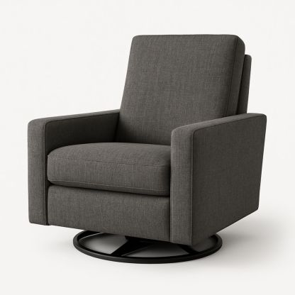 Poltrona girevole in tessuto grigio con base in metallo-Arctilumi