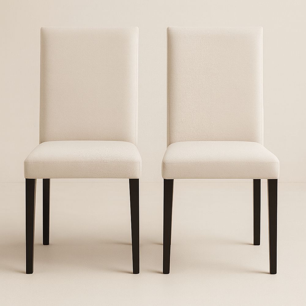 Set di 2 sedie in tessuto beige con gambe in legno nero-Arctilumi