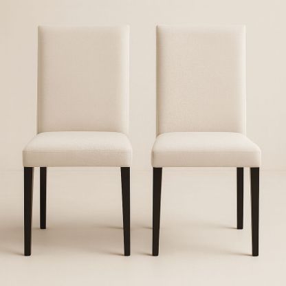 Set di 2 sedie in tessuto beige con gambe in legno nero-Arctilumi