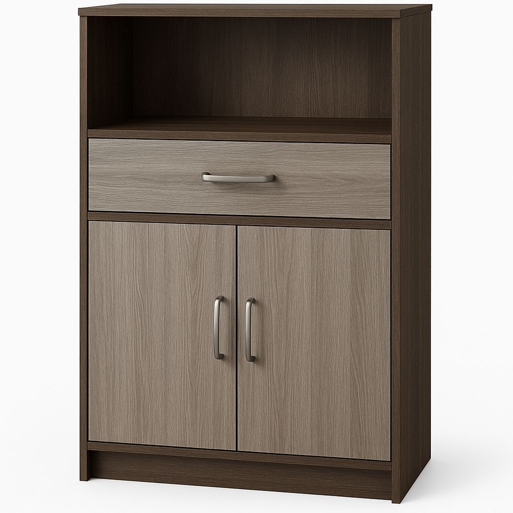 Contenitore in Legno con Cassetto e Ante 80x40x120 cm Marrone/Grigio-Arctilumi