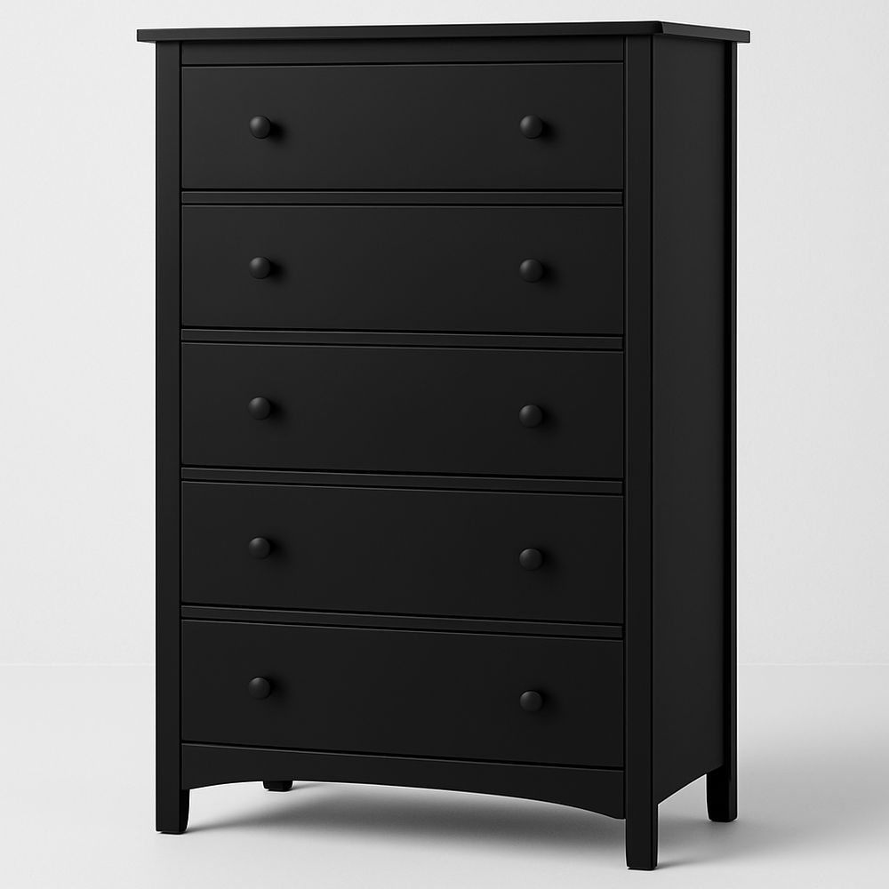 Cassettiera a 5 Cassetti MDF Nero 80x45x120 cm-Arctilumi