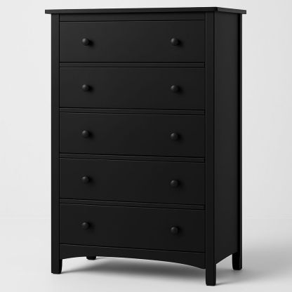 Cassettiera a 5 Cassetti MDF Nero 80x45x120 cm-Arctilumi