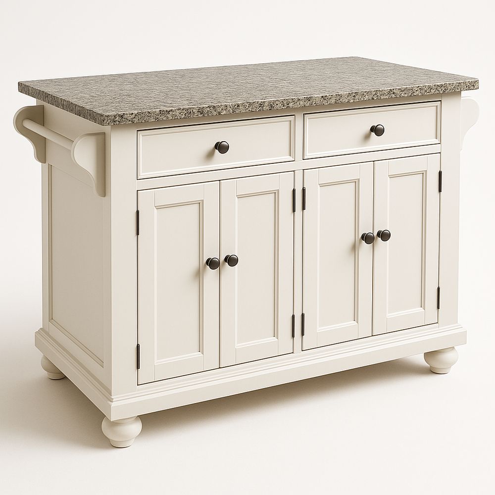 Isola da Cucina in Legno Crema con Piano in Pietra-Arctilumi