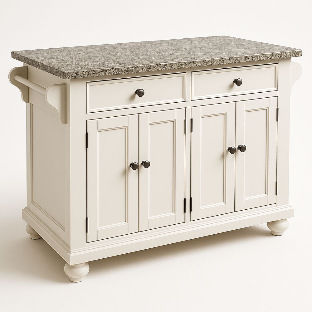 Isola da Cucina in Legno Crema con Piano in Pietra-Arctilumi