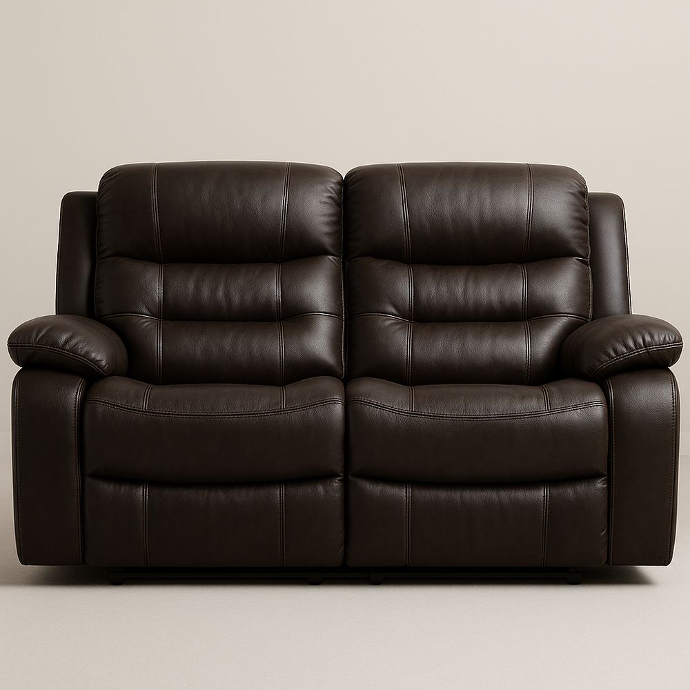 Divano Reclinabile Doppio in Similpelle Marrone-Arctilumi