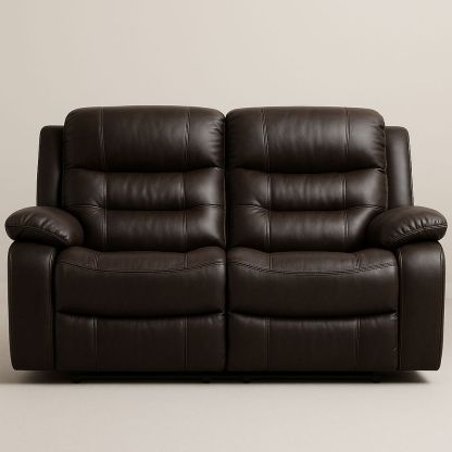 Divano Reclinabile Doppio in Similpelle Marrone-Arctilumi