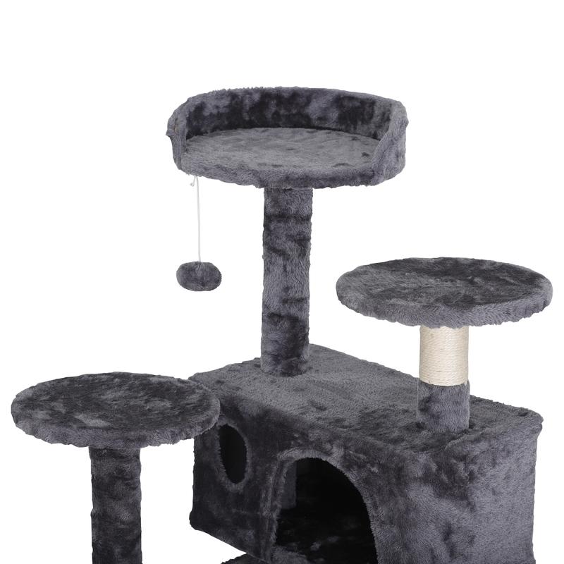 55" Multi-Tier Cat Tree Condo with Plush Perches, Sisal Scratching Posts, and 2 Cozy Hideaways