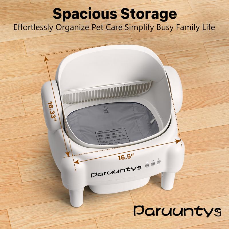 Paruuntys Self Cleaning Cat Litter Box,Open Top Automatic Litter Box with App Control for Multiple Cats, Safety Sensors Protection, Odor Control Includes 2 roll Liners,Large Waste Bin, Cream White