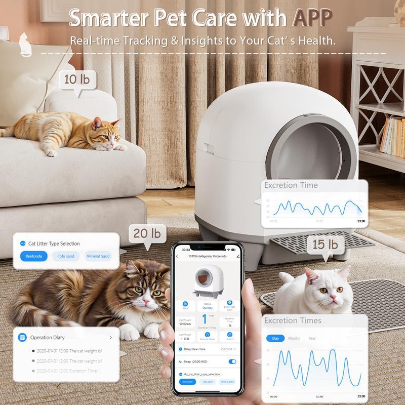 Warcat Smart Low-Noise Auto-Cleaning Litter Box 90L Self Cleaning Cat Litter Box APP-Controlled via 2.4G WiFi with 10 Smart Sensors, Safety Protection, Easy Maintenance, Easy Setup & Clean TikTokShopBlackFriday