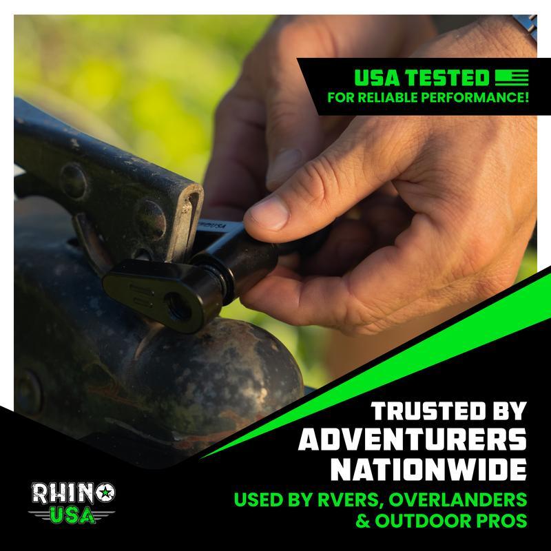 Rhino USA Trailer Hitch Coupler Lock Kit (Choose 2" or 2-5/16" Trailer) Heavy Duty Anti Theft Trailer Coupler Locks for RV, Camper, Trailer, Boat, Caravan - Reinforced Solid Steel Tow Lock for Trailer Tongue
