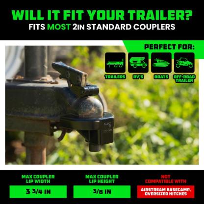 Rhino USA Trailer Hitch Coupler Lock Kit (Choose 2" or 2-5/16" Trailer) Heavy Duty Anti Theft Trailer Coupler Locks for RV, Camper, Trailer, Boat, Caravan - Reinforced Solid Steel Tow Lock for Trailer Tongue
