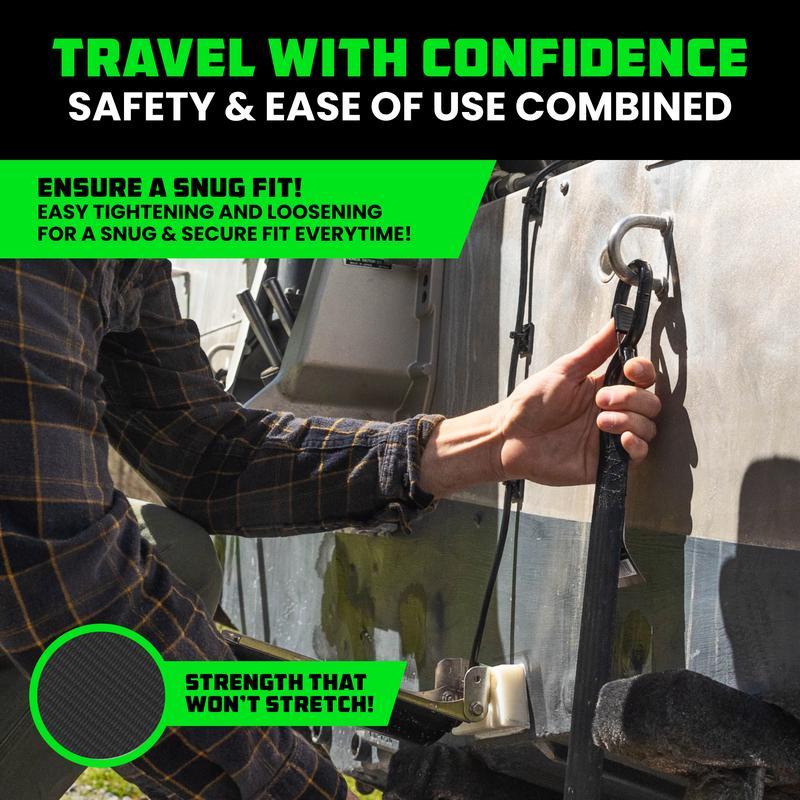 Rhino USA Retractable Boat Trailer Tie Down Straps 2PK – Durable (2in x 43in) Trailer Mount Transom Straps for Boat, Jet Ski – Stainless Steel – Salt Water Compatible