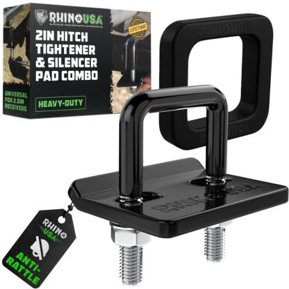 Rhino USA Hitch Tightener Anti-Rattle Clamp - Heavy Duty Steel Stabilizer for 2" and 2.5 inch Hitches - Protective Anti-Rust Coating