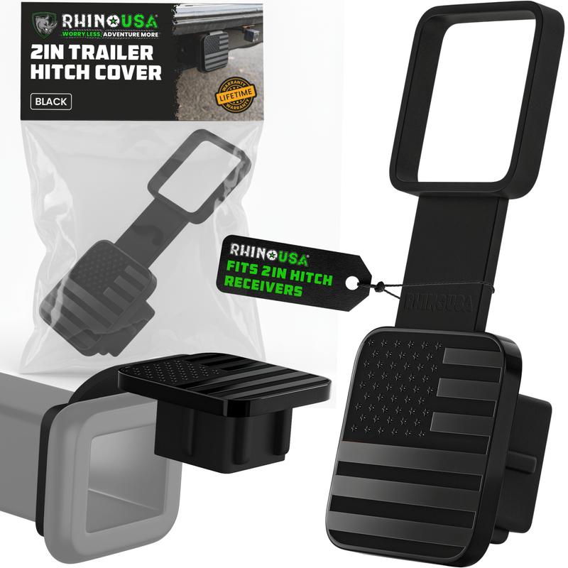 Rhino USA American Flag Trailer Hitch Cover for 2 Inch Receivers - Protects Tow Hitch Covers from Dust, Water, Mud and Snow for Trucks, Jeep, Tacoma