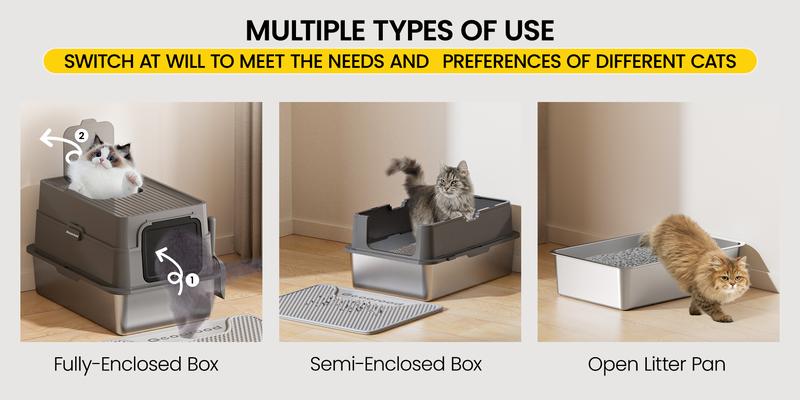 【Geoorood】Geoorood XXL Cat Litter Box Stainless Steel 20L with Lid, XL Large Metal Litter Box High Sided Design,Anti-Urine Leakage, Include Cat Mat & Litter Scoop, NeverAbsorbsOdors, EasyCleaning, Non-Sticky#TikTokShopBlackFriday&CyberMonday 【Geoorood】Geoorood XXL Cat Litter Box Stainless Steel 20L with Lid, XL Large Metal Litter Box High Sided Design,Anti-Urine Leakage, Include Cat Mat & Litter Scoop, NeverAbsorbsOdors, EasyCleaning, Non-Sticky#TikTokShopBlackFriday&CyberMonday