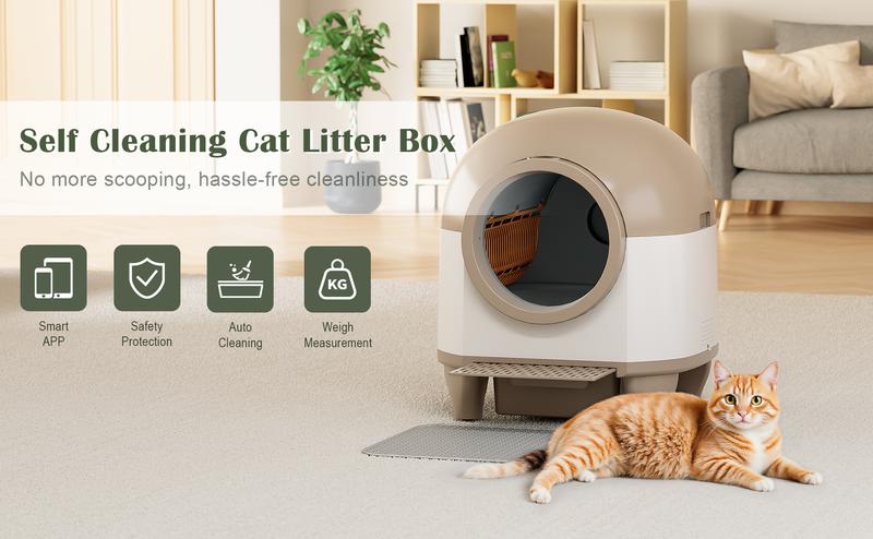 Warcat Smart Low-Noise Auto-Cleaning Litter Box 90L Self Cleaning Cat Litter Box APP-Controlled via 2.4G WiFi with 10 Smart Sensors, Safety Protection, Easy Maintenance, Easy Setup & Clean TikTokShopBlackFriday