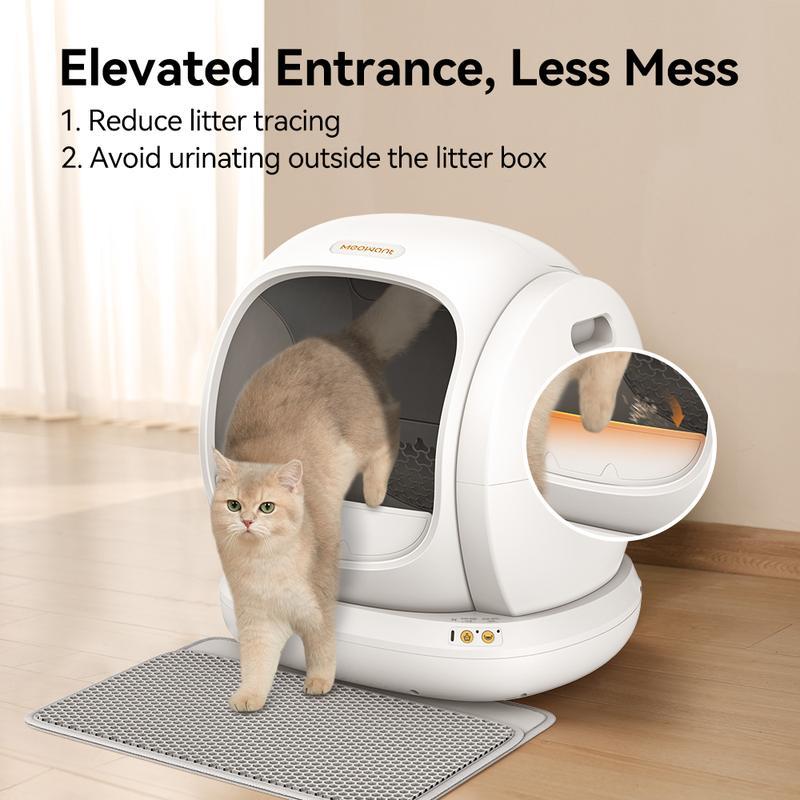 MeoWant SC02 75L Large Self-Cleaning Cat Litter Box with APP Control, Odor Removal, Anti-Pinch Design, and Easy Installation for Multiple Cats