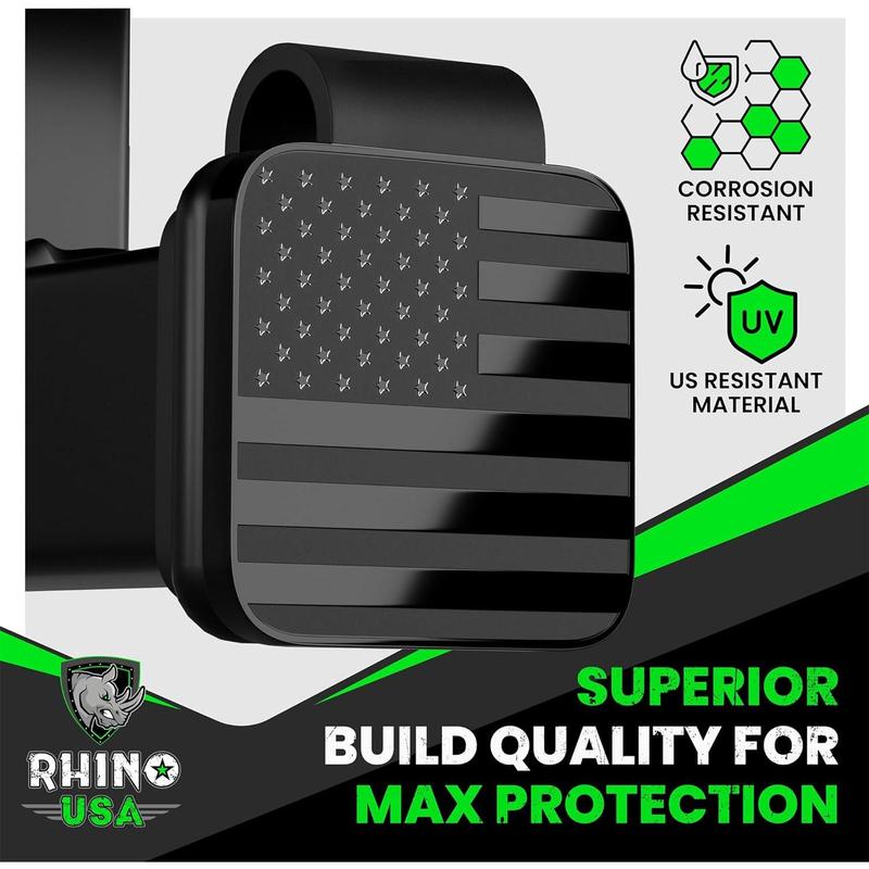Rhino USA American Flag Trailer Hitch Cover for 2 Inch Receivers - Protects Tow Hitch Covers from Dust, Water, Mud and Snow for Trucks, Jeep, Tacoma