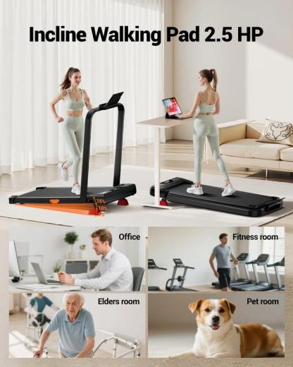 UMAY Fitness Under Desk Treadmill, High Definition Big Screen Walking Pad for Home Small, 2.5 HP Quiet Brushless, for Home Office