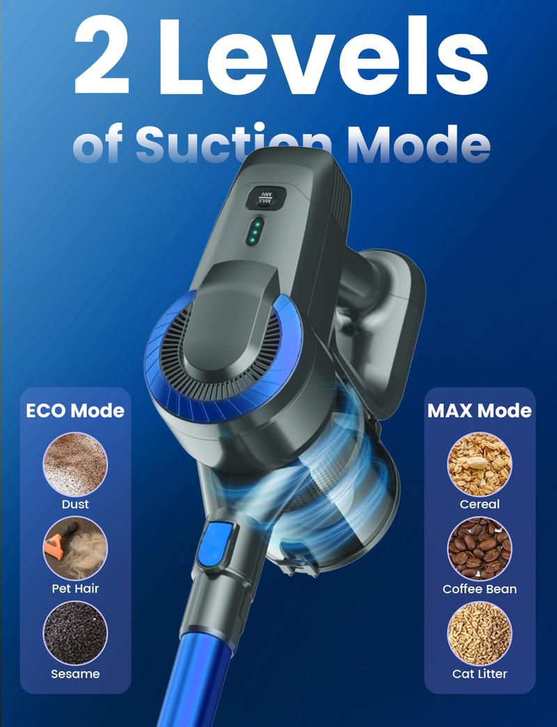 [TikTokShopBlackFriday] Devoac Cordless Vacuum Cleaner,Ultra-Lightweight Stick Cleaner with 2200mAh Battery, Up to 40 mins Runtime - Powerful Stick vacuums for Home & Car Cleaning