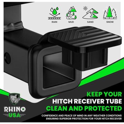 Rhino USA American Flag Trailer Hitch Cover for 2 Inch Receivers - Protects Tow Hitch Covers from Dust, Water, Mud and Snow for Trucks, Jeep, Tacoma
