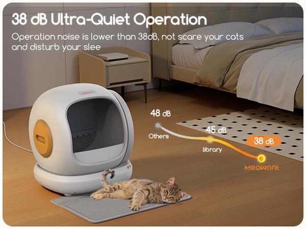 MeoWant SC02 75L Large Self-Cleaning Cat Litter Box with APP Control, Odor Removal, Anti-Pinch Design, and Easy Installation for Multiple Cats