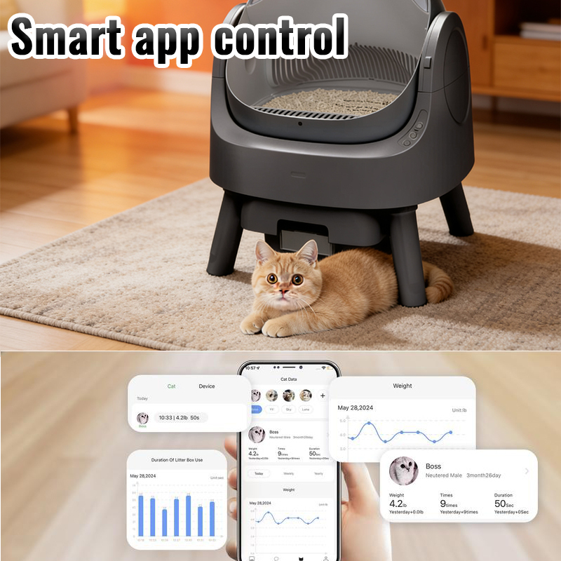 AutoScooper 11 Open-Top Self-Cleaning Cat Litter Box，Odor-Free Waste Disposal includes 60pcs Free Trash Bags