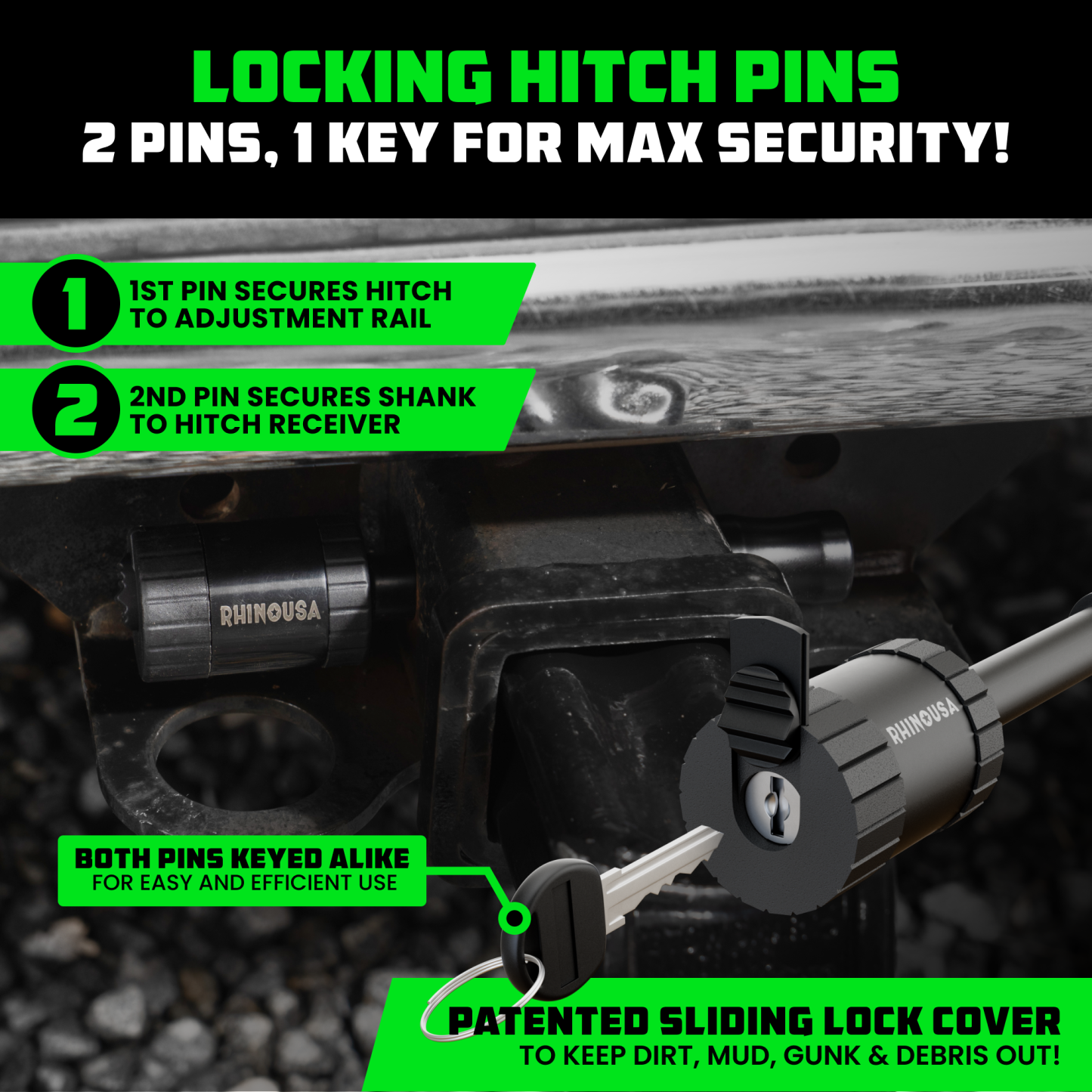 Rhino USA Adjustable Trailer Hitch (2.5-Inch Receiver) - Heavy Duty Aluminum Tow Hitches with 6-Inch Drop/Rise for Truck (18,500 LBS GTW)