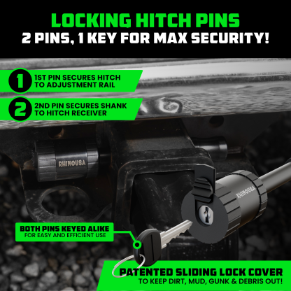 Rhino USA Adjustable Trailer Hitch (2.5-Inch Receiver) - Heavy Duty Aluminum Tow Hitches with 6-Inch Drop/Rise for Truck (18,500 LBS GTW)