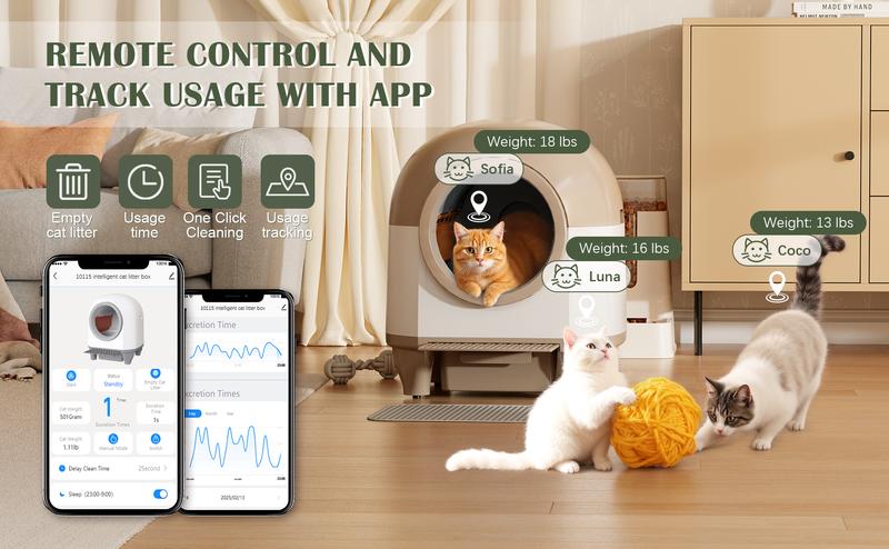 Warcat Smart Low-Noise Auto-Cleaning Litter Box 90L Self Cleaning Cat Litter Box APP-Controlled via 2.4G WiFi with 10 Smart Sensors, Safety Protection, Easy Maintenance, Easy Setup & Clean TikTokShopBlackFriday