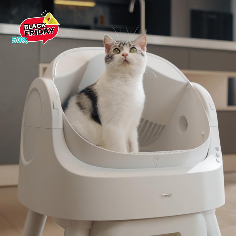 PetPivot AutoScooper 11 Open-Top Self-Cleaning Cat Litter Box，Odor-Free Waste Disposal includes Trash Bags