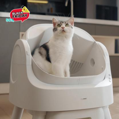 PetPivot AutoScooper 11 Open-Top Self-Cleaning Cat Litter Box，Odor-Free Waste Disposal includes Trash Bags