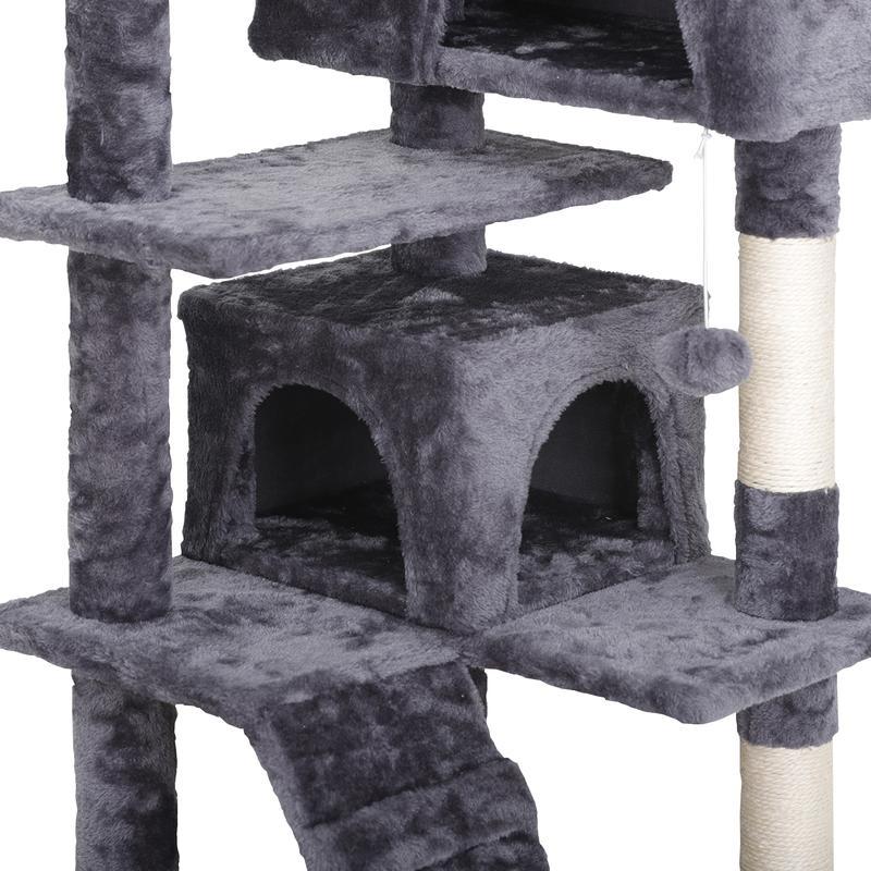 55" Multi-Tier Cat Tree Condo with Plush Perches, Sisal Scratching Posts, and 2 Cozy Hideaways