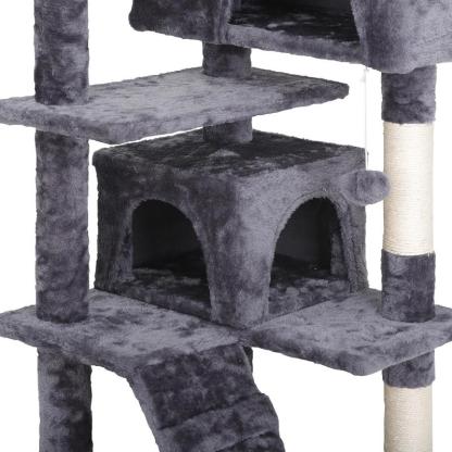 55" Multi-Tier Cat Tree Condo with Plush Perches, Sisal Scratching Posts, and 2 Cozy Hideaways