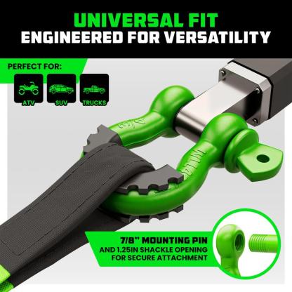 Rhino USA D Ring Shackles (2-Pack) - 41,850lb Break Strength – Heavy Duty 3/4" Clevis Shackle with 7/8 Pin for Towing & Off-Road Use - Pairs with Tow Strap for Vehicle Recovery