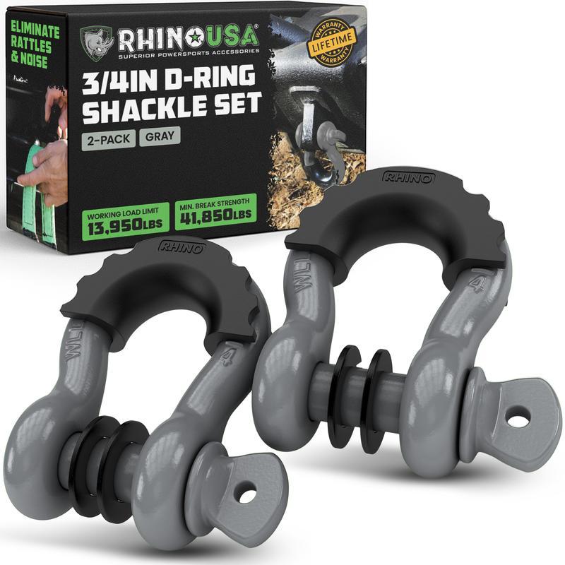 Rhino USA D Ring Shackles (2-Pack) - 41,850lb Break Strength – Heavy Duty 3/4" Clevis Shackle with 7/8 Pin for Towing & Off-Road Use - Pairs with Tow Strap for Vehicle Recovery