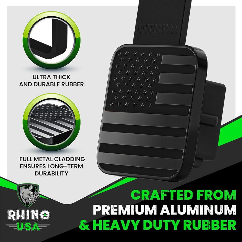 Rhino USA American Flag Trailer Hitch Cover for 2 Inch Receivers - Protects Tow Hitch Covers from Dust, Water, Mud and Snow for Trucks, Jeep, Tacoma