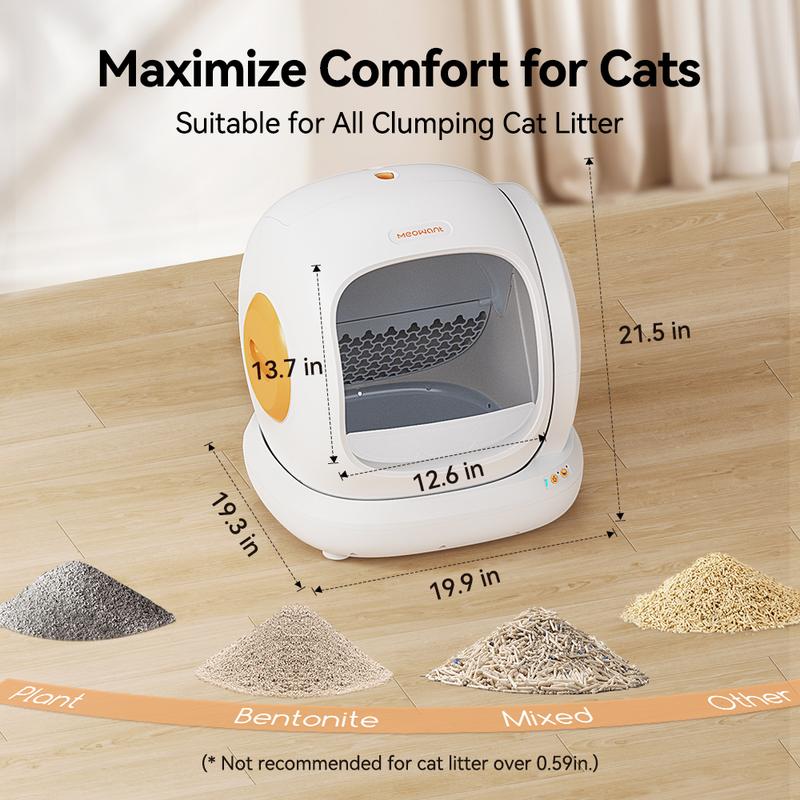MeoWant SC02 75L Large Self-Cleaning Cat Litter Box with APP Control, Odor Removal, Anti-Pinch Design, and Easy Installation for Multiple Cats