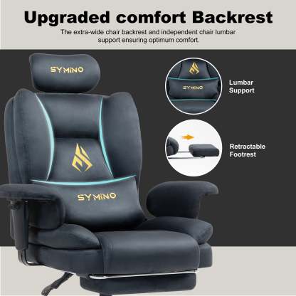 Fauteuil de jeu SYMINO, canapé ergonomique avec revêtement en fausse fourrure Meow Love, gris