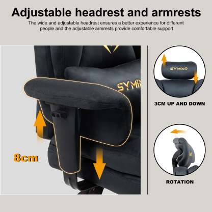 Fauteuil de jeu SYMINO, canapé ergonomique avec revêtement en fausse fourrure Meow Love, gris