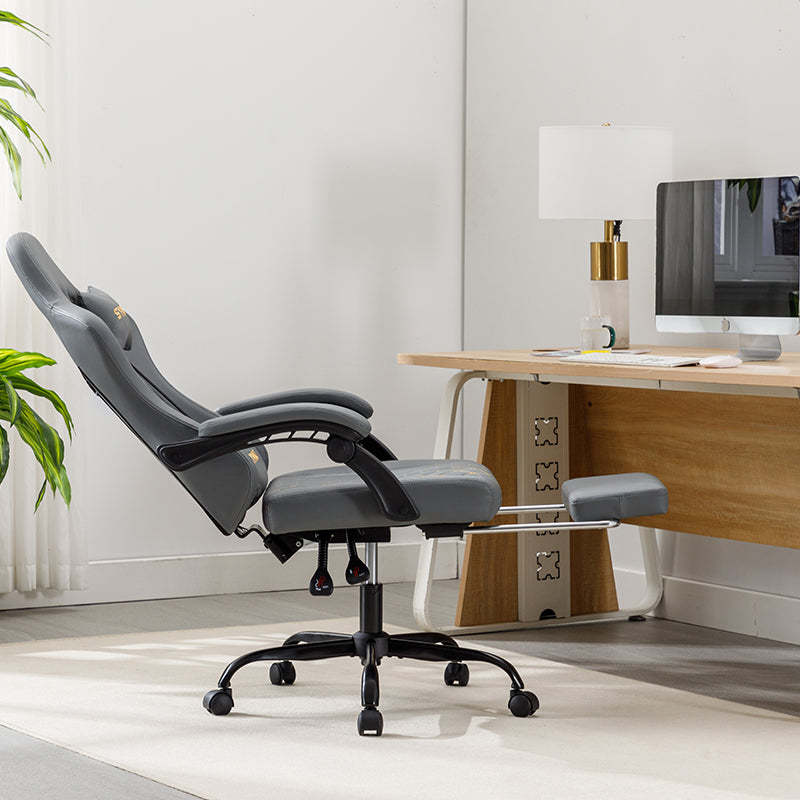 Fauteuil gaming SYMINO AM-Ergonomic en cuir PU style racing - Confortable et réglable, gris