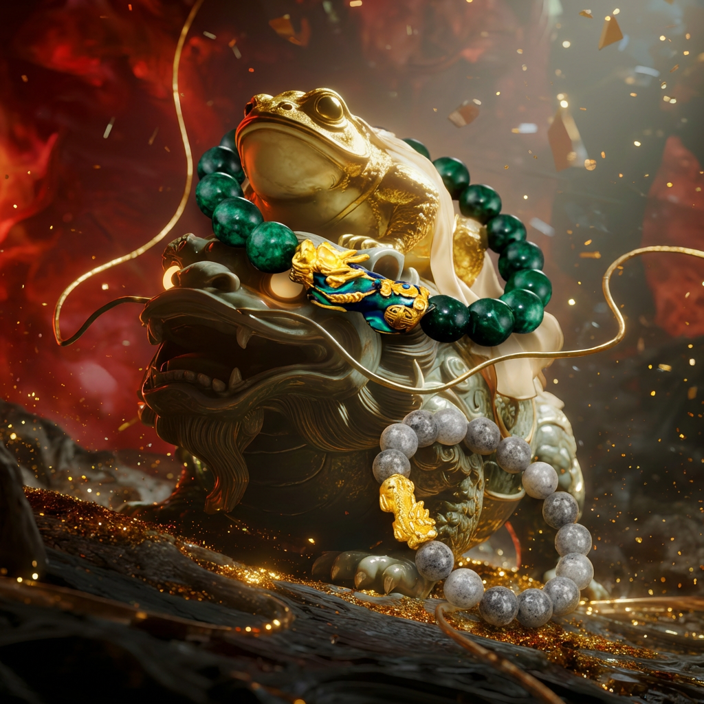 Fortune-Bringing PiXiu Jade Bracelet - Dynasty Jade Treasure · Hetian Jade/Falcon’s Eye, attracts wealth and brings good luck.