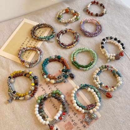 New Chinese Style Ceramic Bracelet Women's Original Design High-End Beaded Bracelet Ethnic Style National Trend Retro Clear Water Jewelry Crafted from a Millennium-Old Ancient Temple-WiAuGem