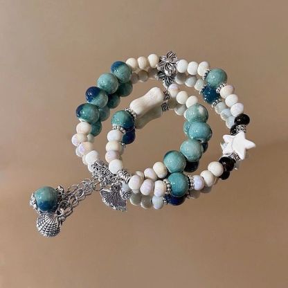 New Chinese Style Ceramic Bracelet Women's Original Design High-End Beaded Bracelet Ethnic Style National Trend Retro Clear Water Jewelry Crafted from a Millennium-Old Ancient Temple-WiAuGem