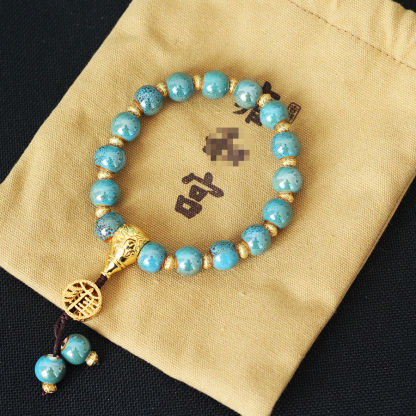Beijing Scenic Temple with the Same Style Enamel Color All-Match Men and Women Couple Bracelet Handmade from the Thousand-Year-Old Temple-WiAuGem