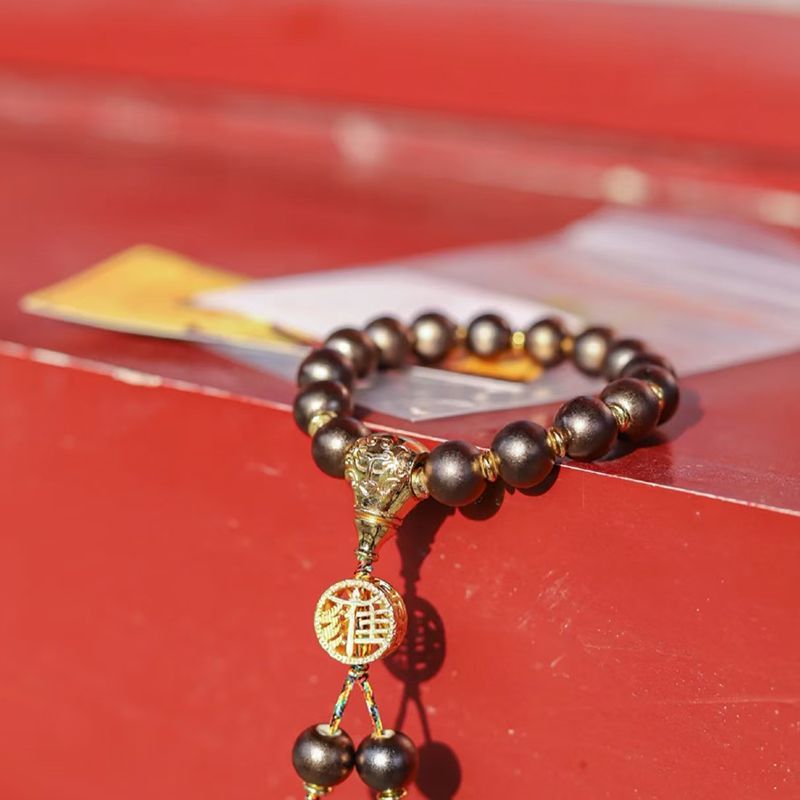 Beijing Scenic Temple with the Same Style Enamel Color All-Match Men and Women Couple Bracelet Handmade from the Thousand-Year-Old Temple-WiAuGem