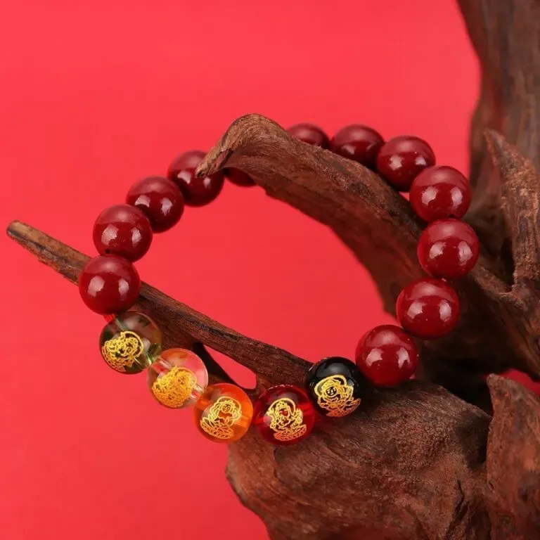 Handcrafted in a Thousand-Year-Old Temple【a Spiritual Talisman for Attracting Wealth】Five Fortunes • Vermilion Wealth Bracele-WiAuGem